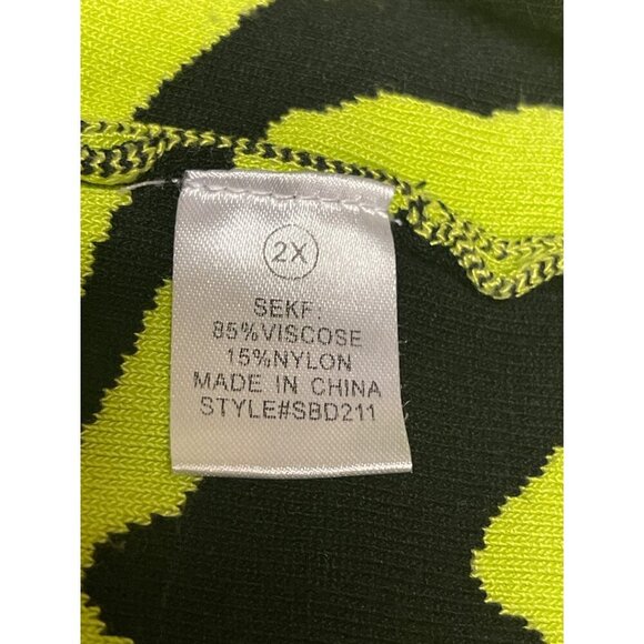 Fashion Nova Women's Wild Thing Lime Black Sweater Dress Knit Size 2X - Picture 9 of 10